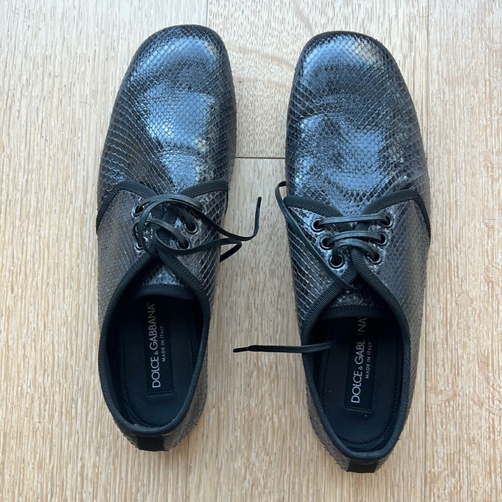 Dolce & Gabbana Dark Blue Snake Skin Shoes